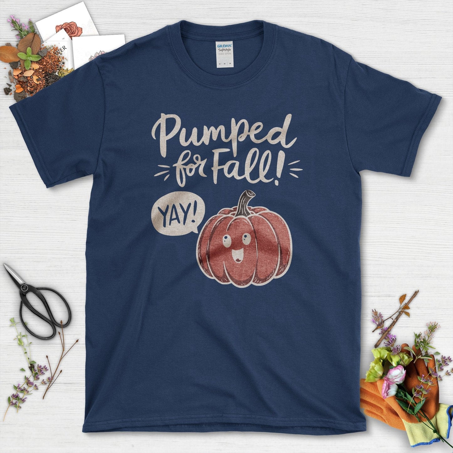 Pumped for Fall Garden T-Shirt Navy / S / T-Shirts Physical Item