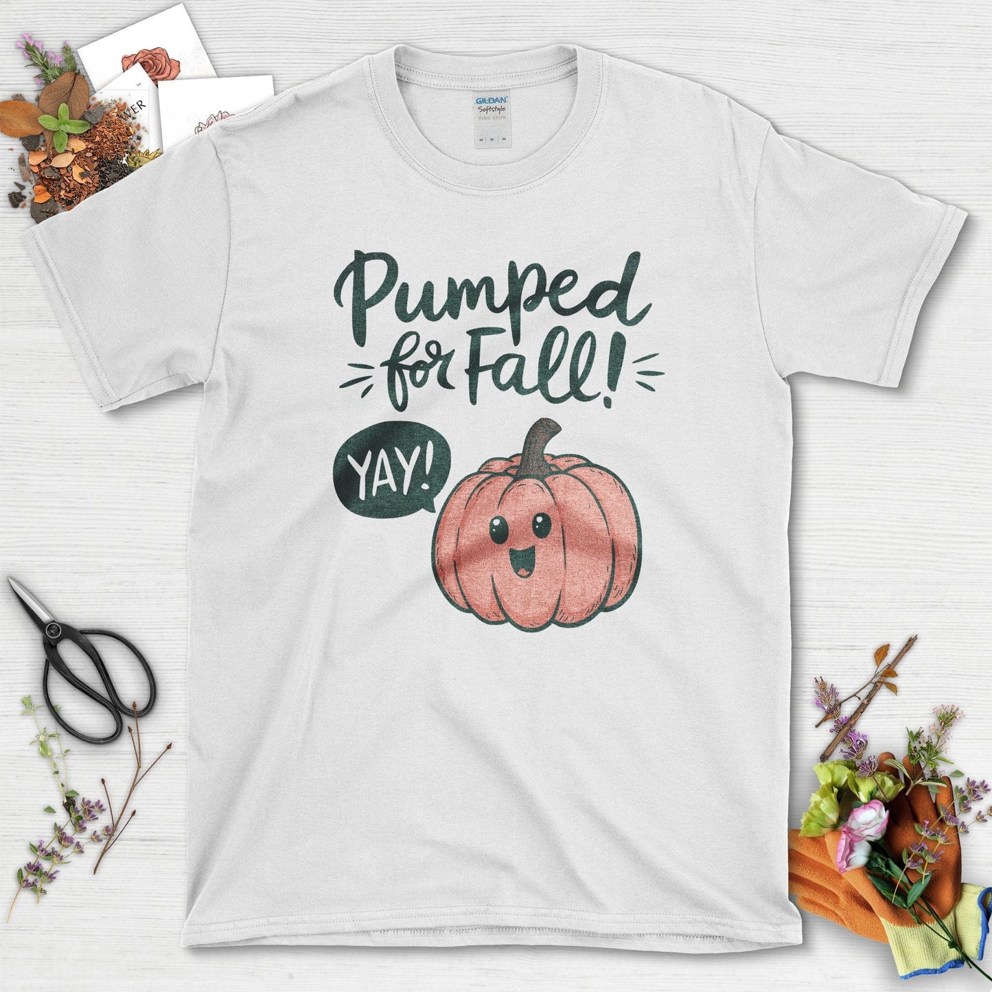 Pumped for Fall Garden T-Shirt White / S / T-Shirts Physical Item