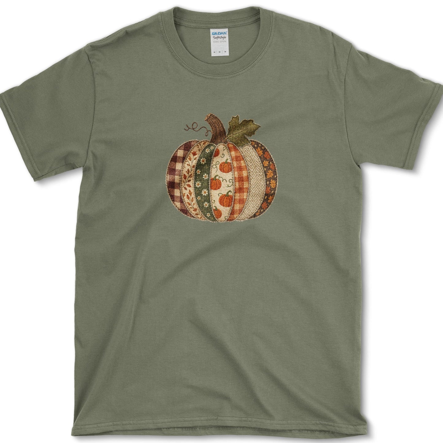 Pumpkin Patchwork T-Shirt Military Green / S Essential Tees