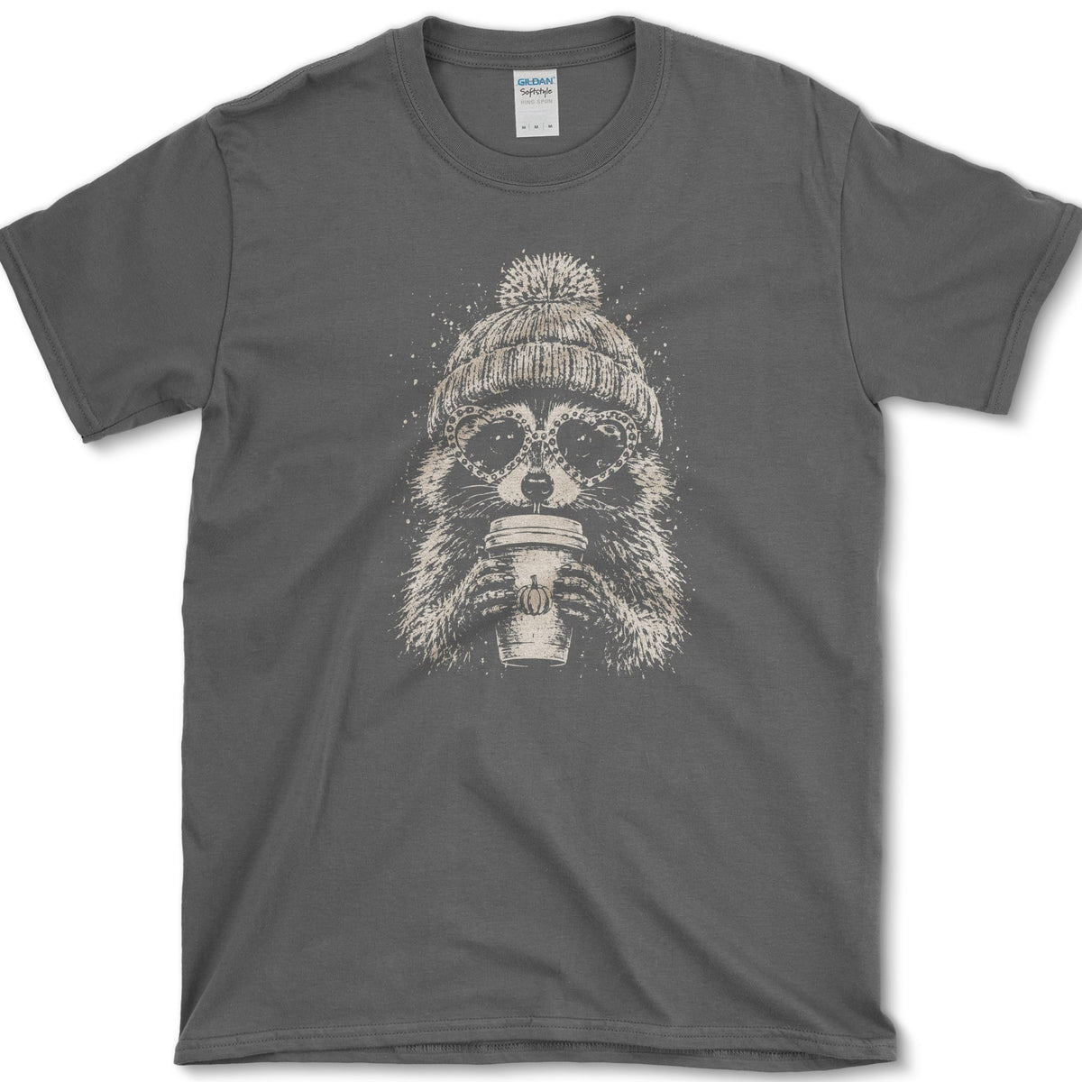 Pumpkin Spice Raccoon T-Shirt Dark Heather / S Essential Tees