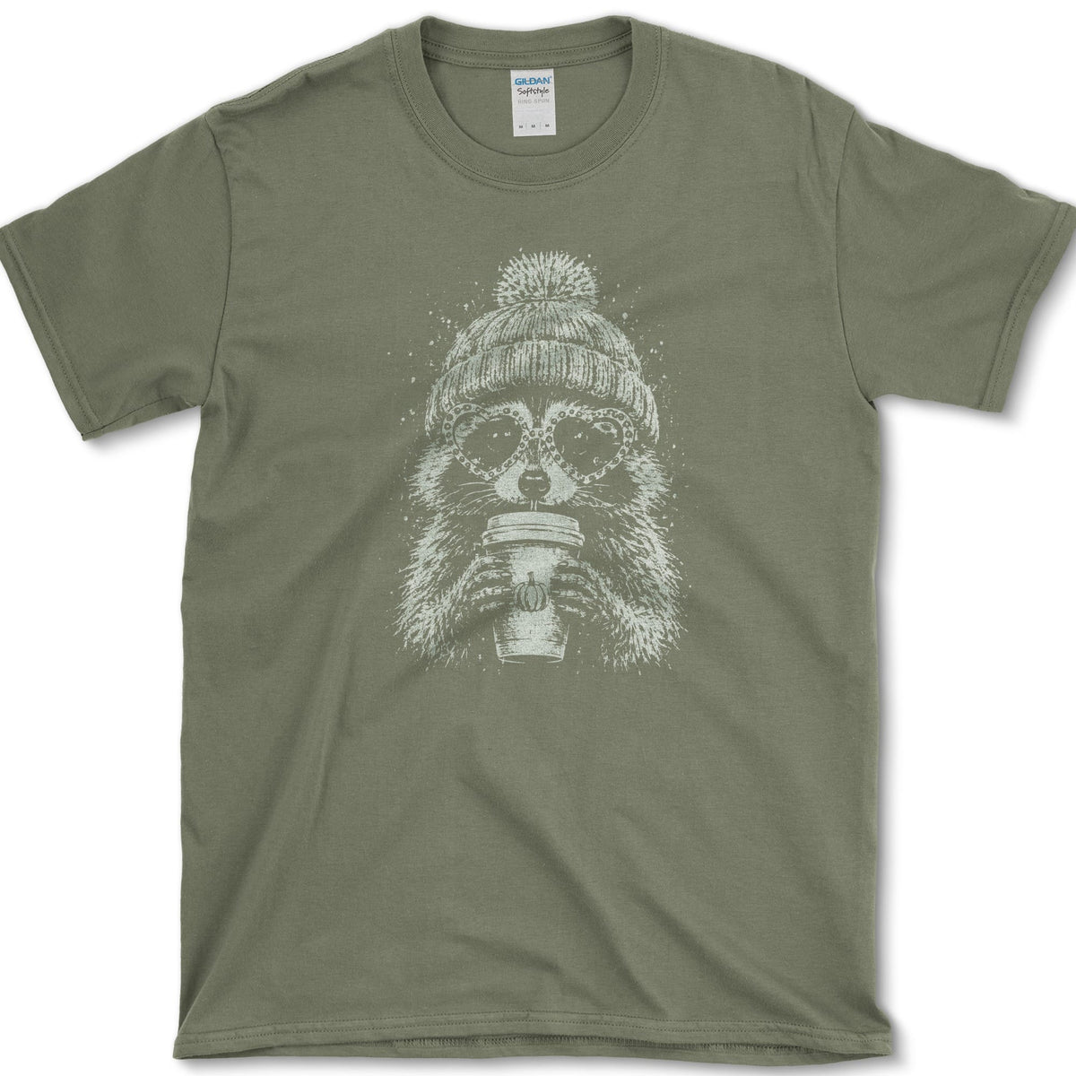 Pumpkin Spice Raccoon T-Shirt Military Green / S Essential Tees
