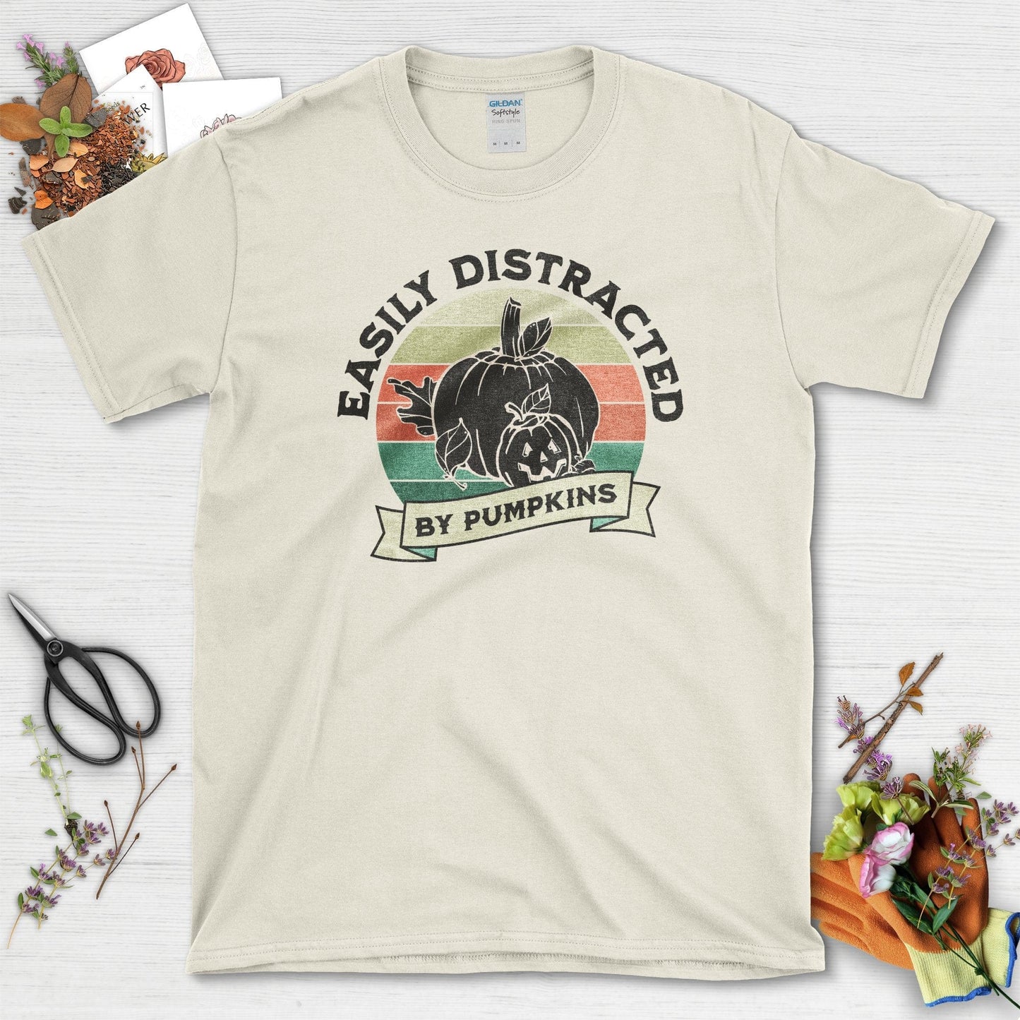 Pumpkins Distract Me T-Shirt Natural / S / T-Shirts Physical Item