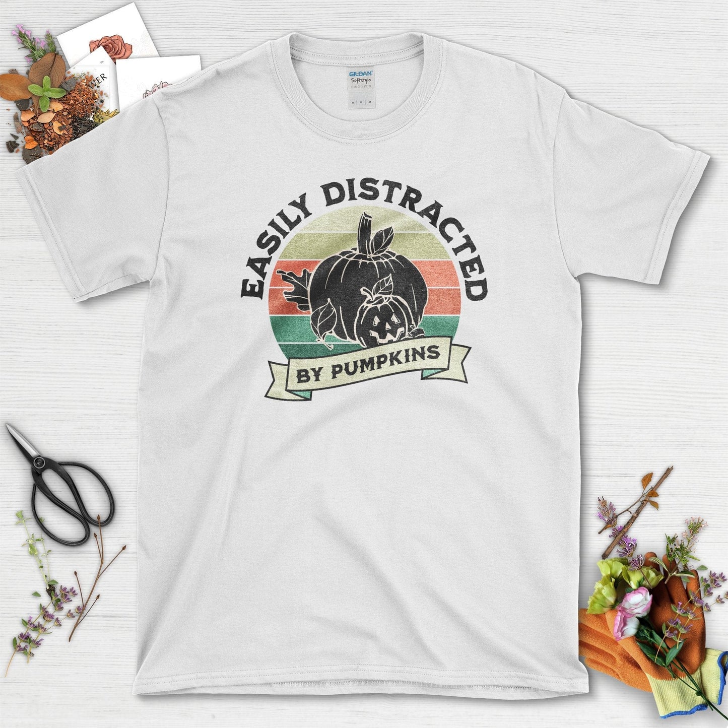 Pumpkins Distract Me T-Shirt White / S / T-Shirts Physical Item