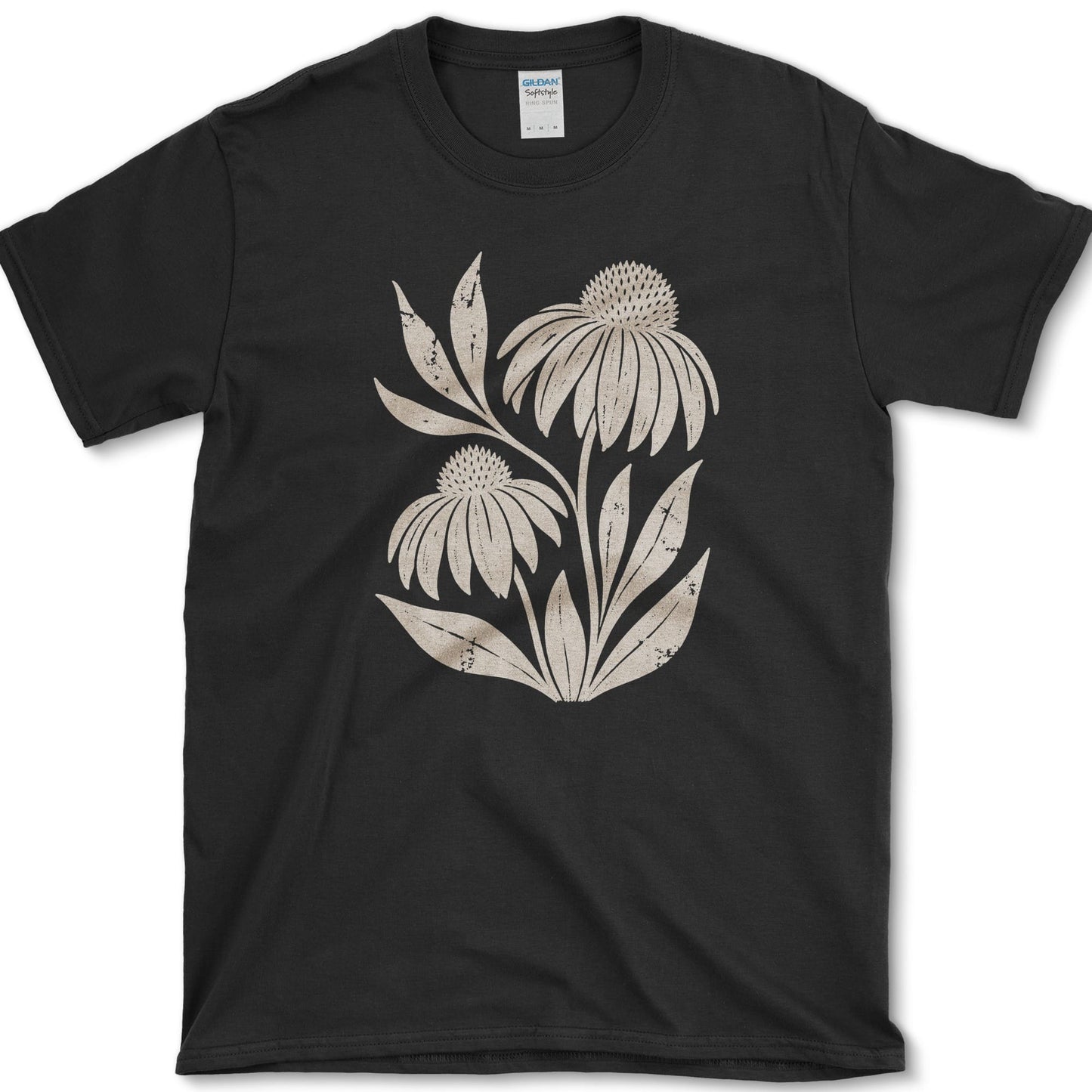 Purple Coneflower T-Shirt S / Black Essential Tees