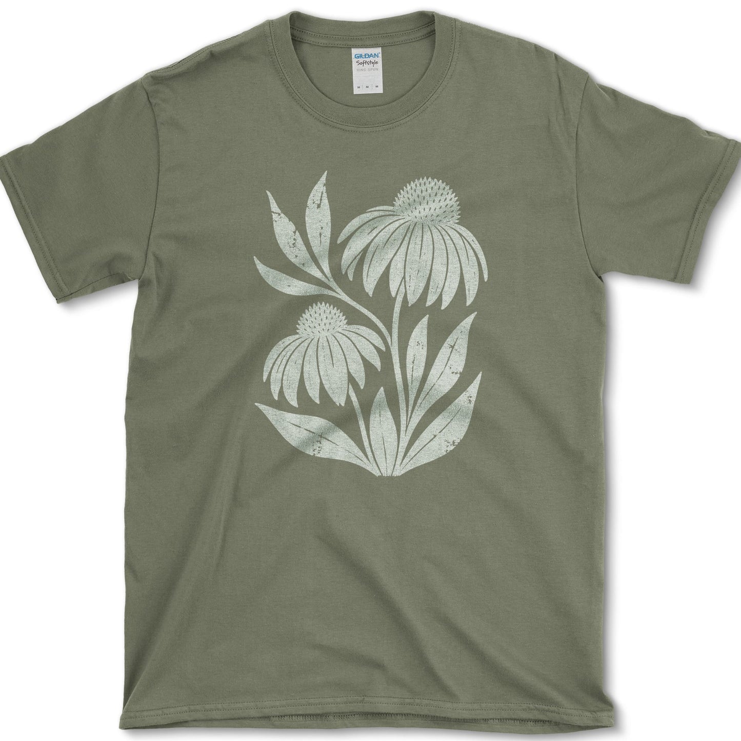 Purple Coneflower T-Shirt S / Military Green Essential Tees