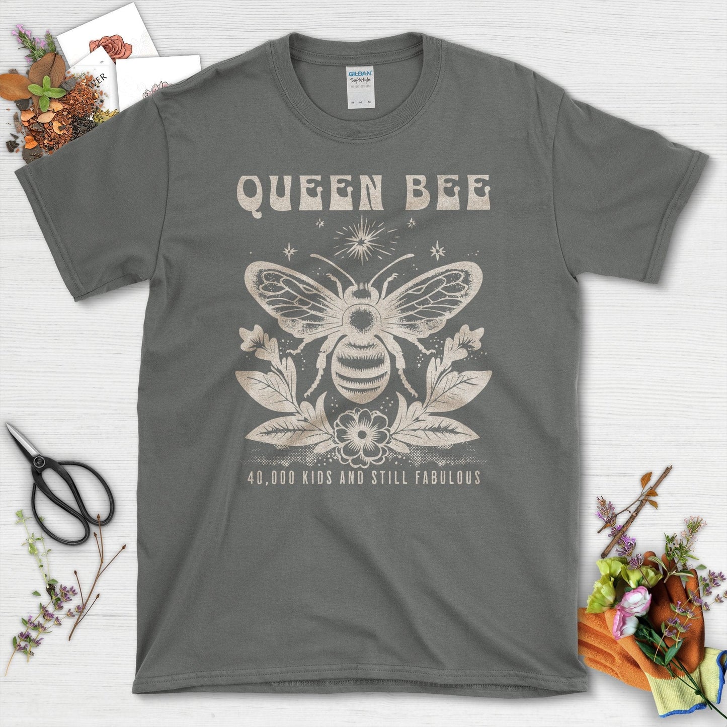 Queen Bee Design Garden-Inspired Inspirational T-Shirts Charcoal / S T-Shirt