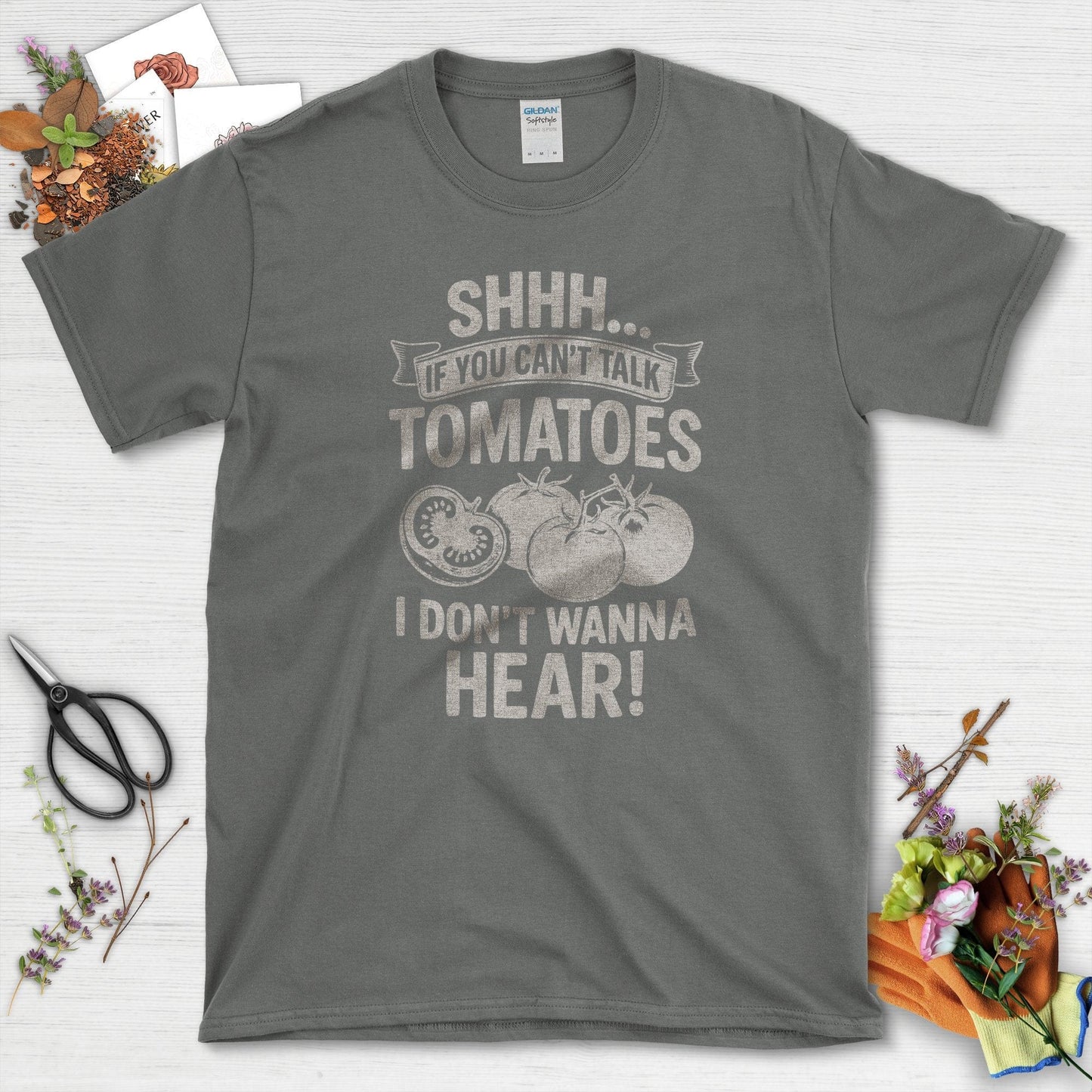 Quiet Tomatoes Humor T-Shirt Charcoal / S Physical Item
