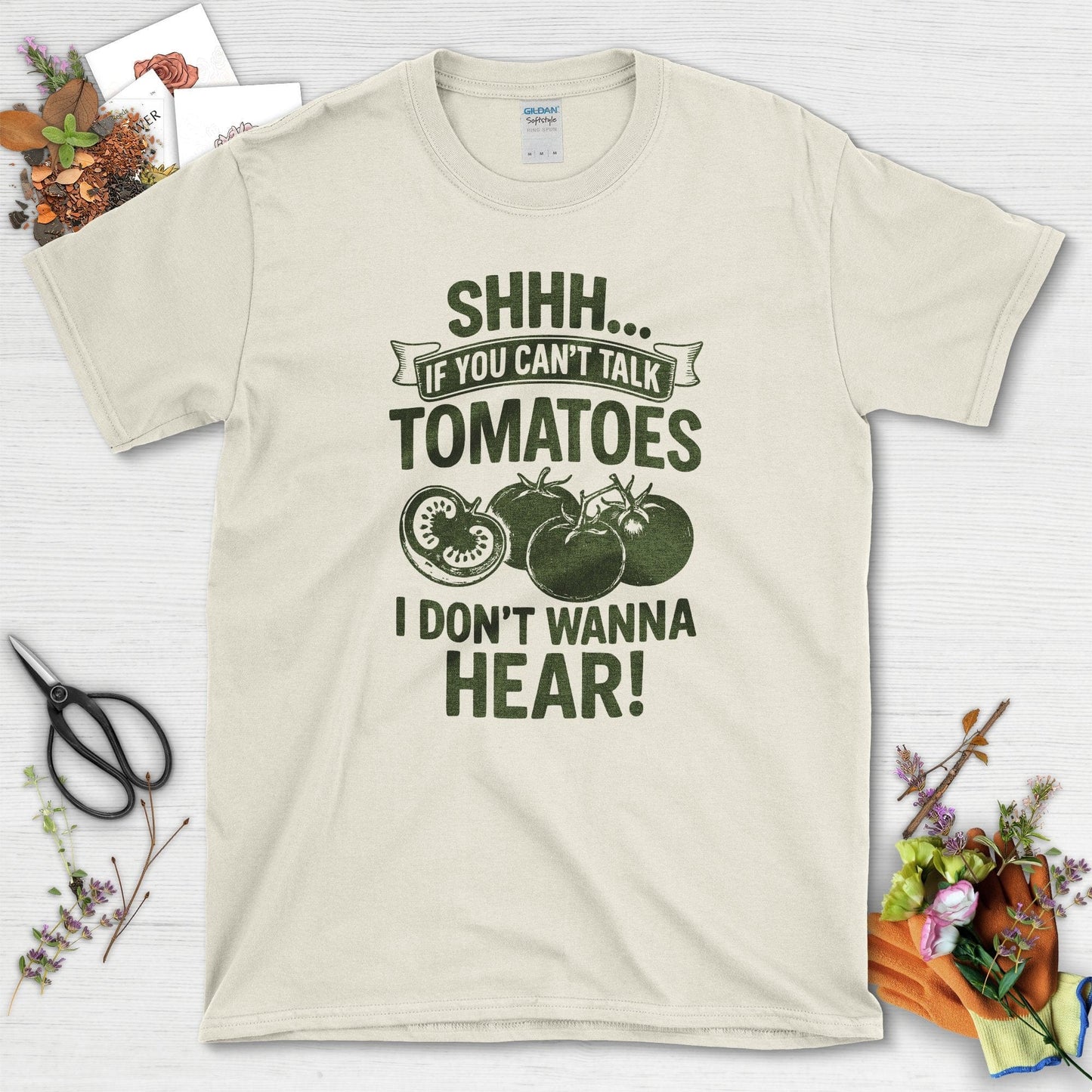 Quiet Tomatoes Humor T-Shirt Natural / S Physical Item