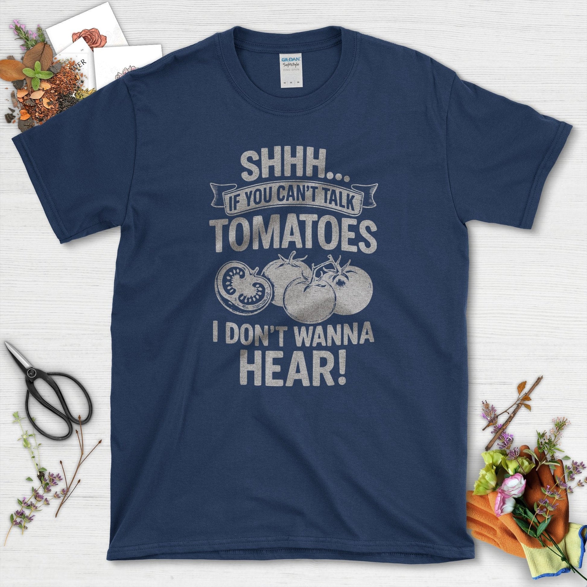 Quiet Tomatoes Humor T-Shirt Navy / S Physical Item
