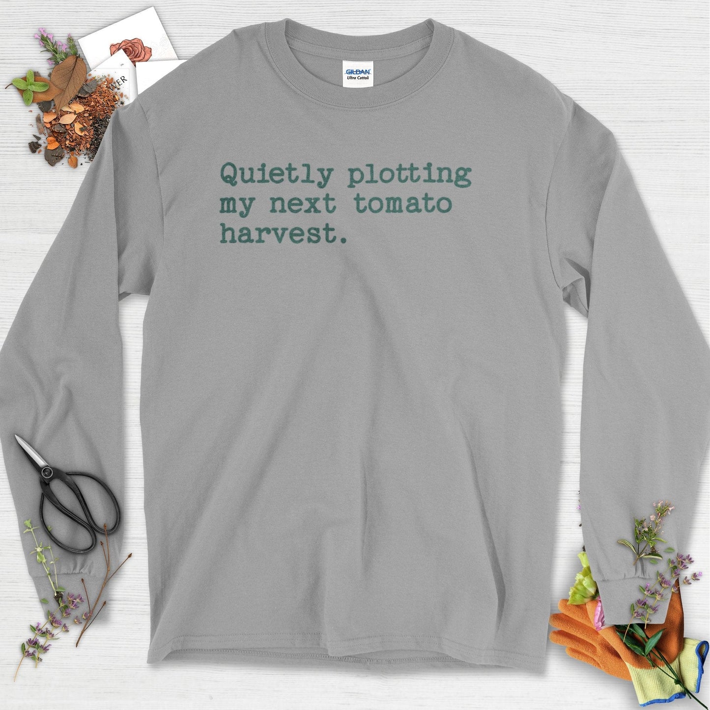 Quietly Plotting Tomato Harvest Long Sleeve Sport Grey / S T-Shirt
