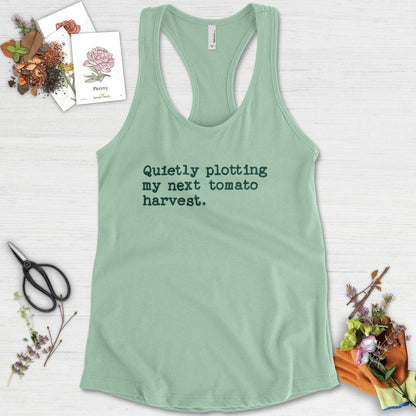 Quietly Plotting Tomato Harvest Racerback Racerback / XS / Mint Physical Item