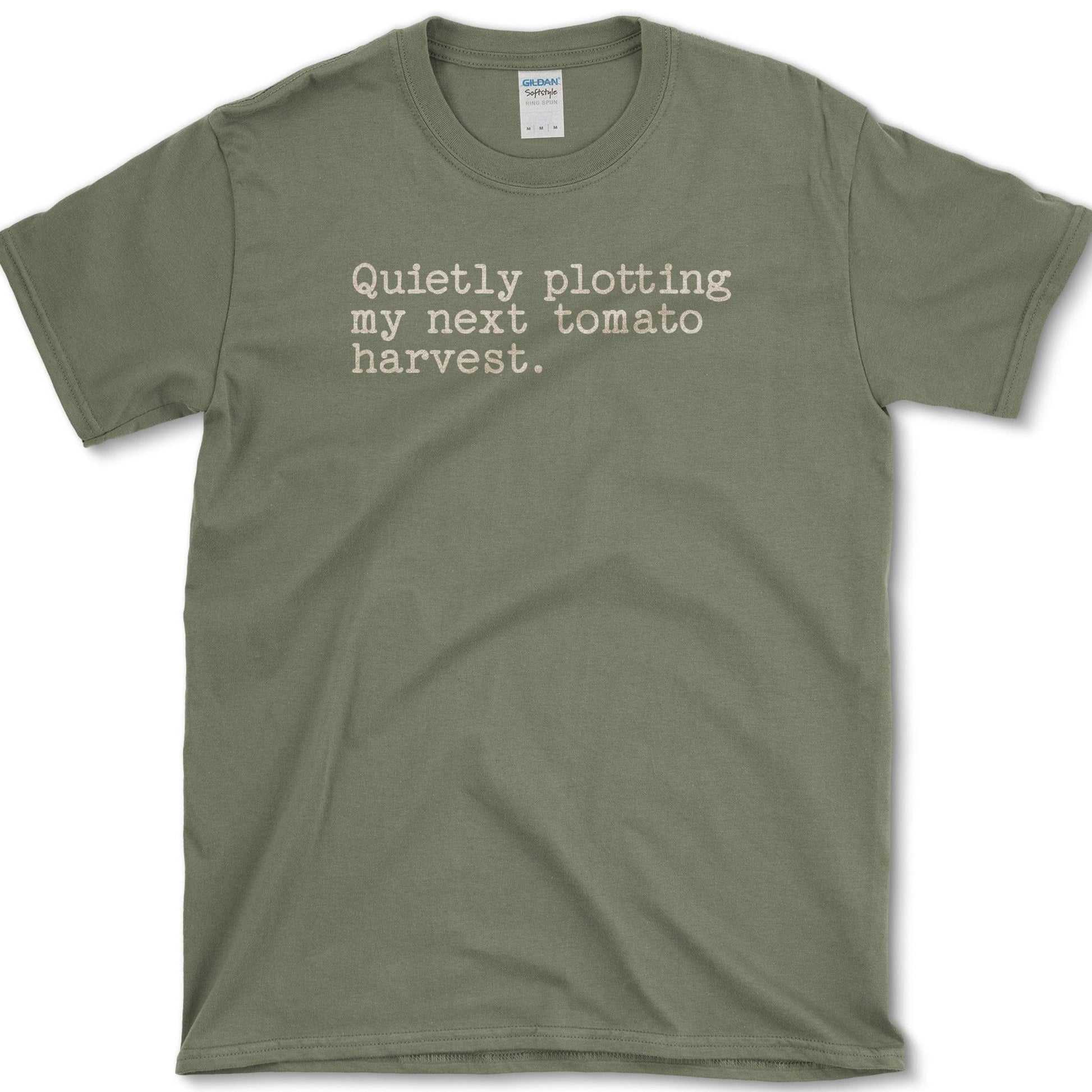 Quietly Plotting Tomato Harvest T-Shirt Military Green / S Essential Tees