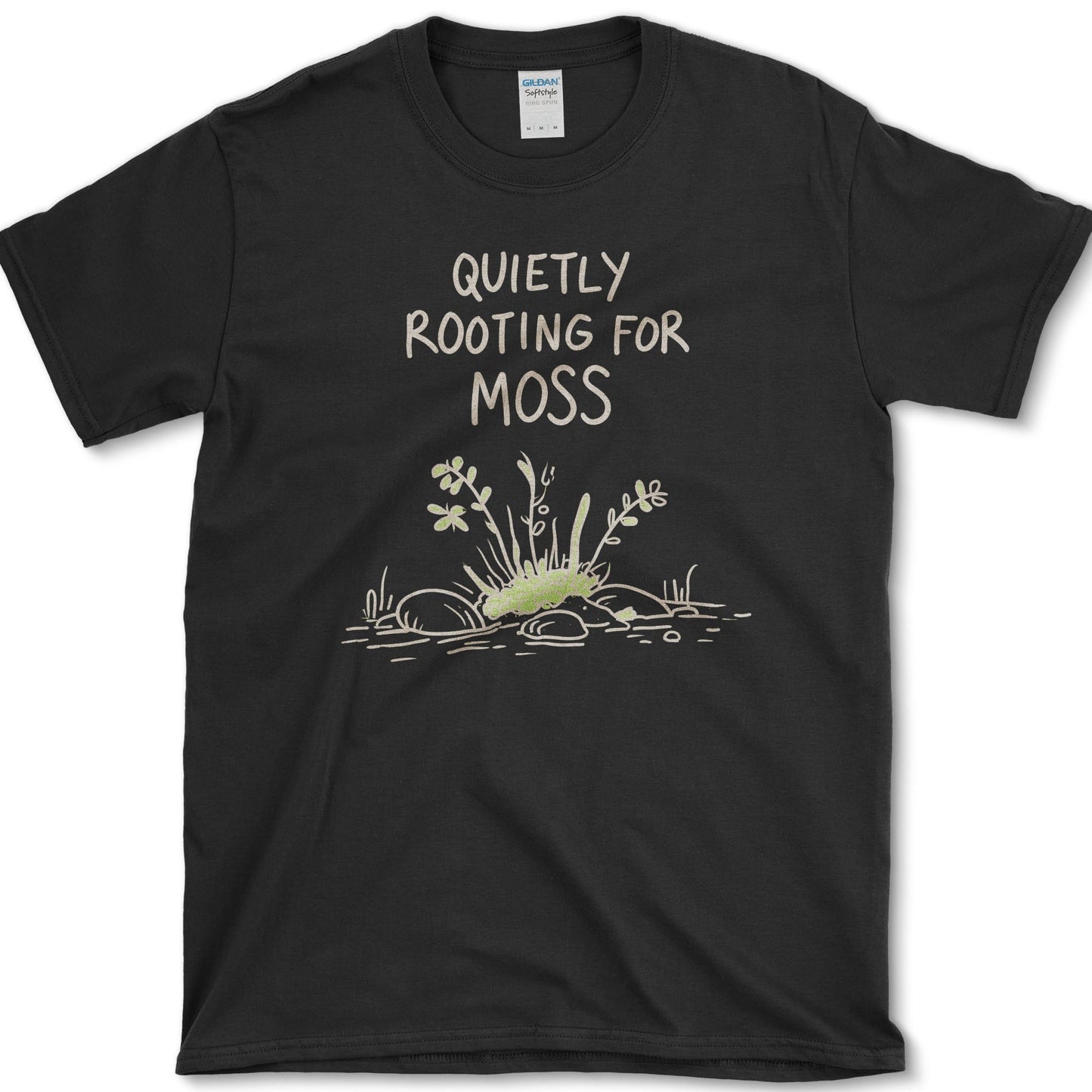 Quietly Rooting For Moss T-Shirt S / Black Essential Tees