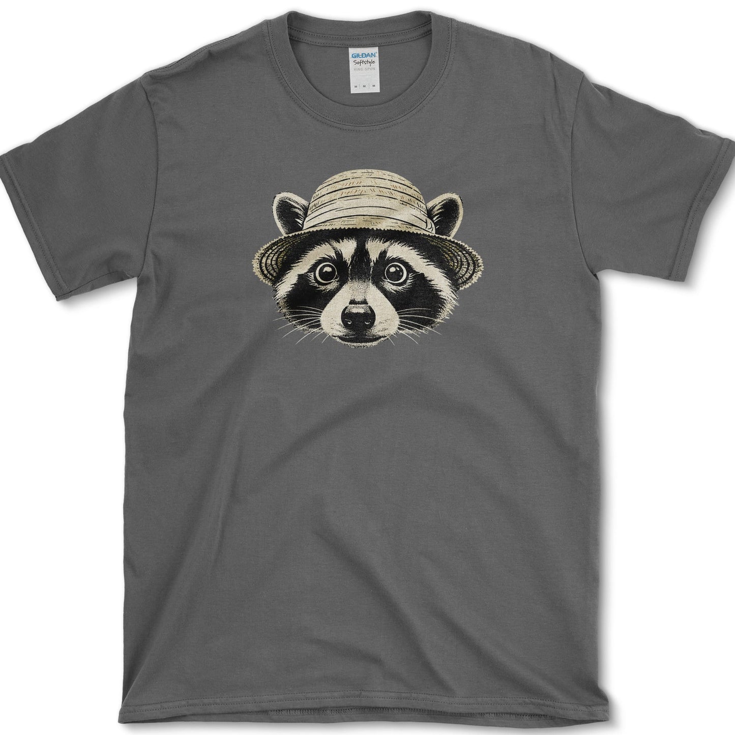 Raccoon in Straw Hat design featuring raccoon artwork on a t-shirt
