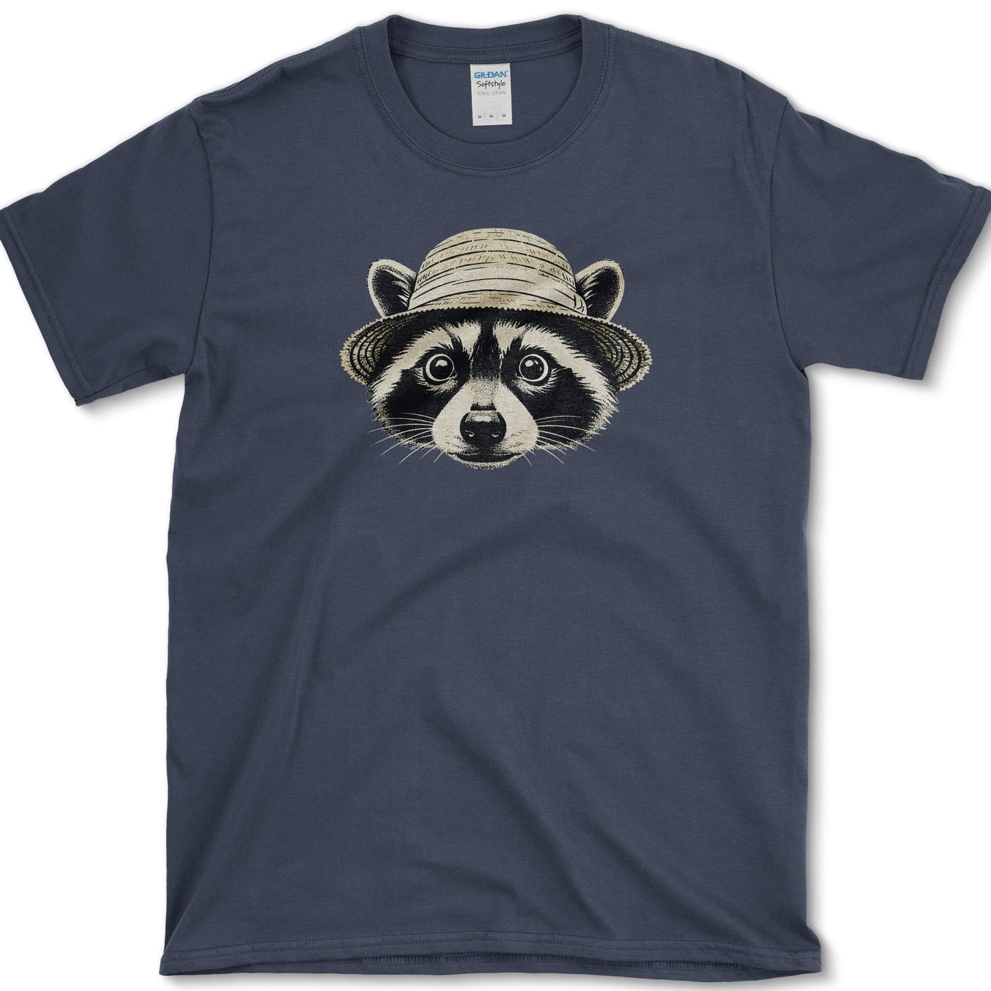 Raccoon in Straw Hat design featuring raccoon artwork on a t-shirt