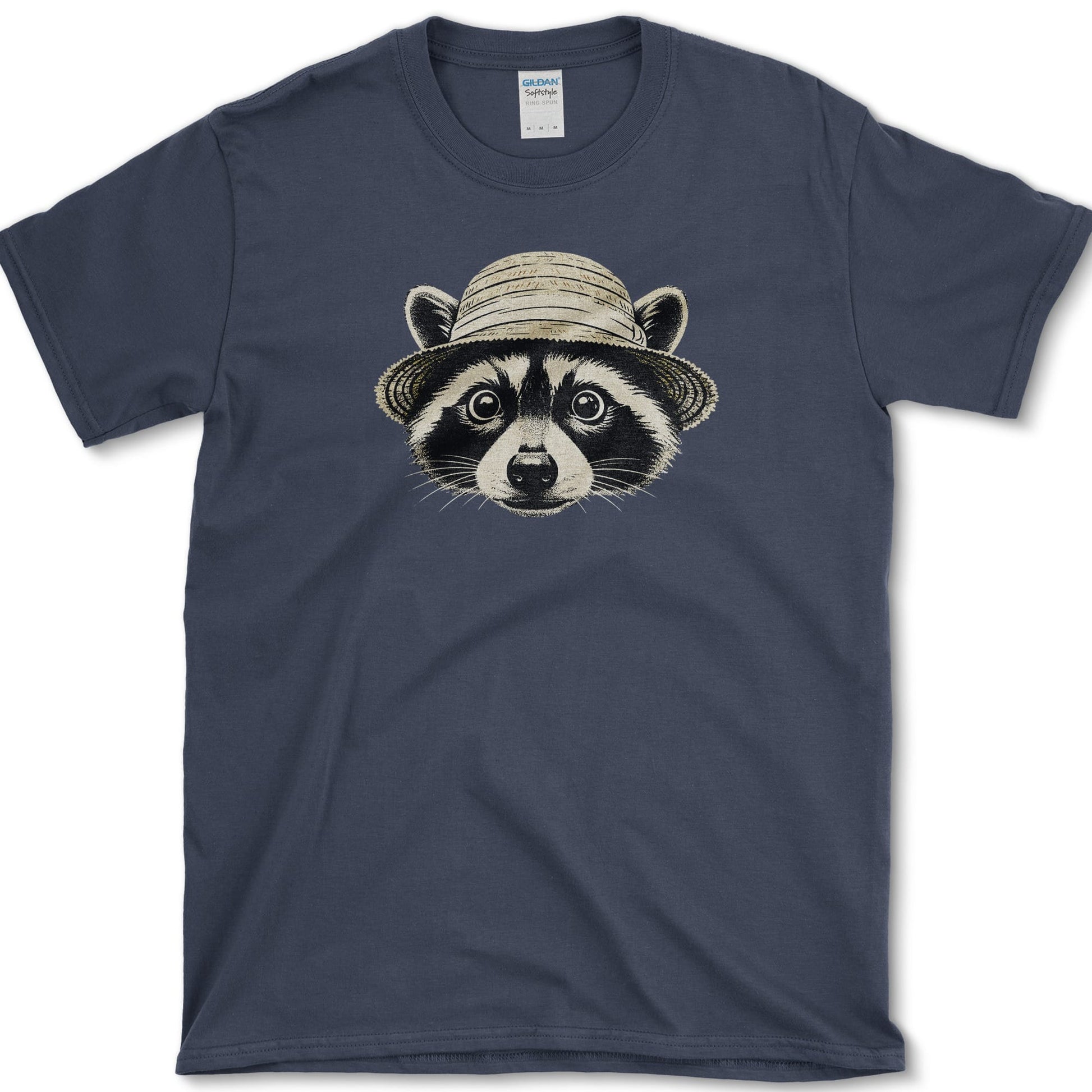 Raccoon in Straw Hat design featuring raccoon artwork on a t-shirt