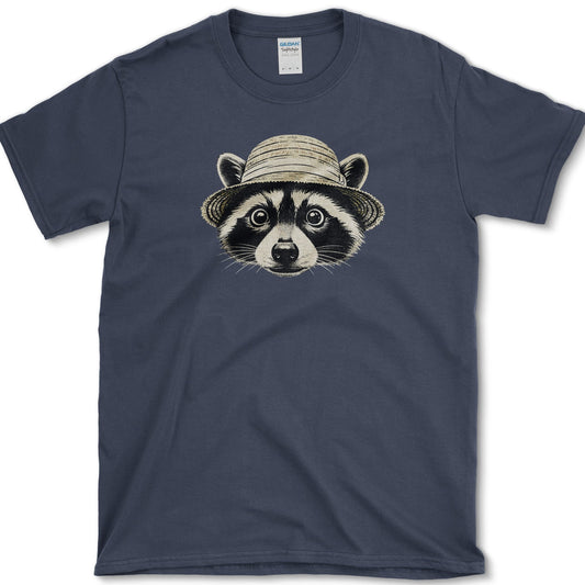 Raccoon in Straw Hat design featuring raccoon artwork on a t-shirt