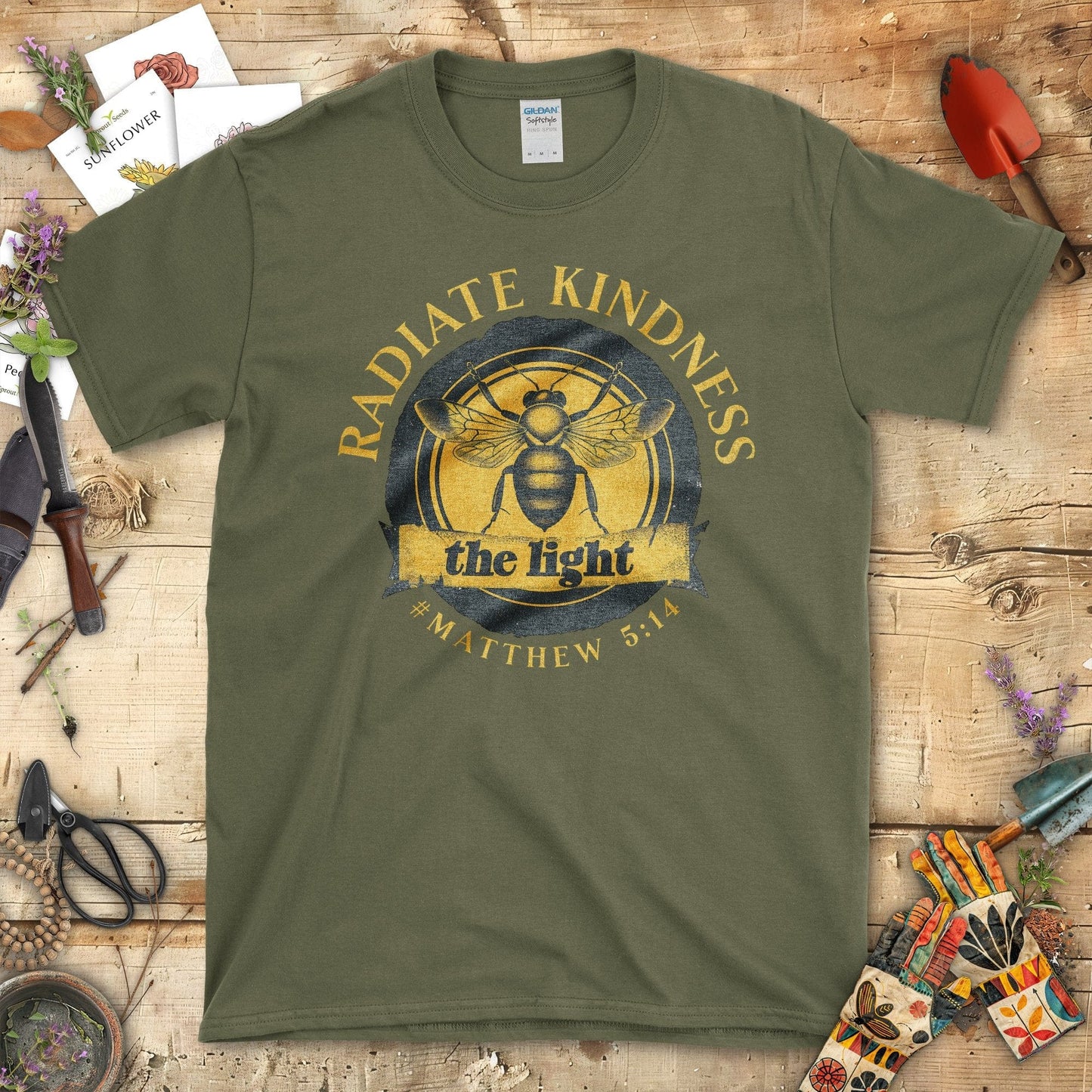 Radiate Kindness The Light Matthew 5:14 T-Shirt Military Green / S T-Shirt