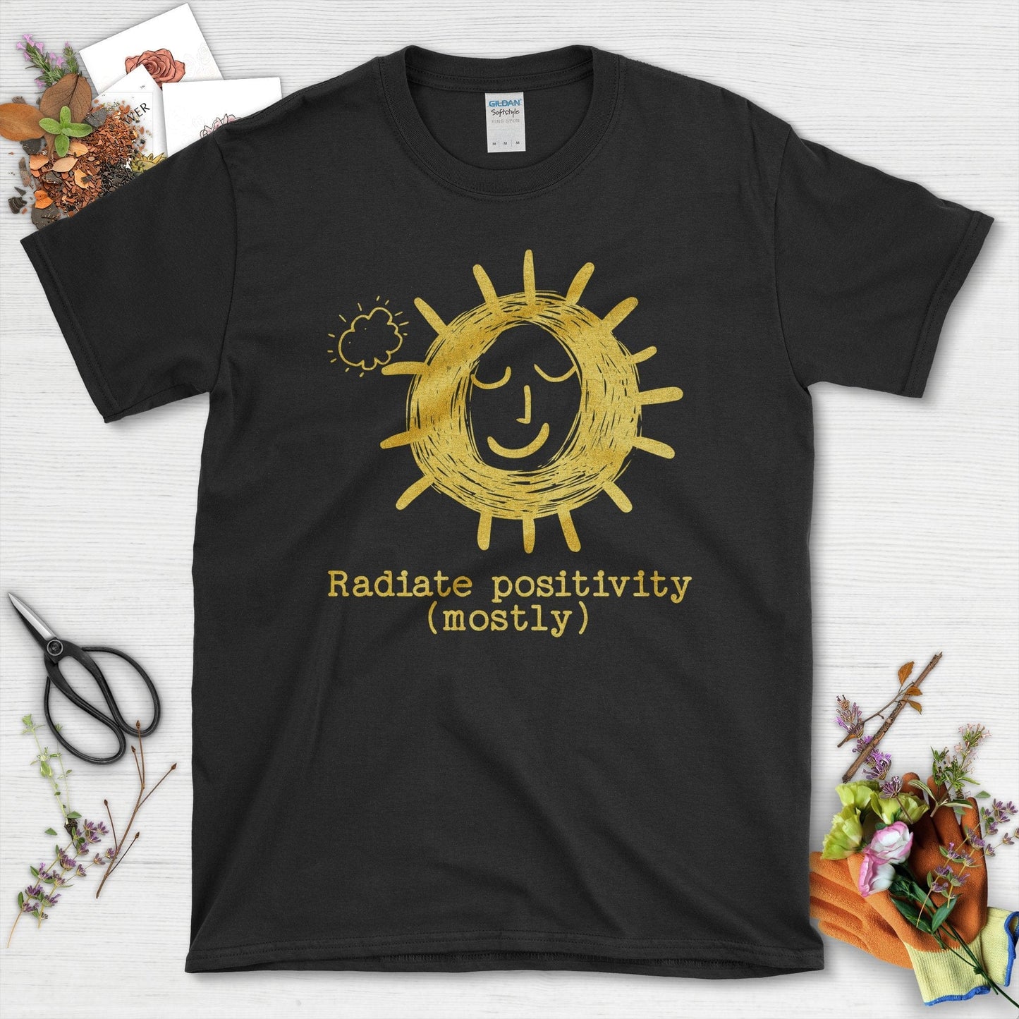 Radiate Positivity Mostly Graphic Illustration T-Shirt Black / S T-Shirt