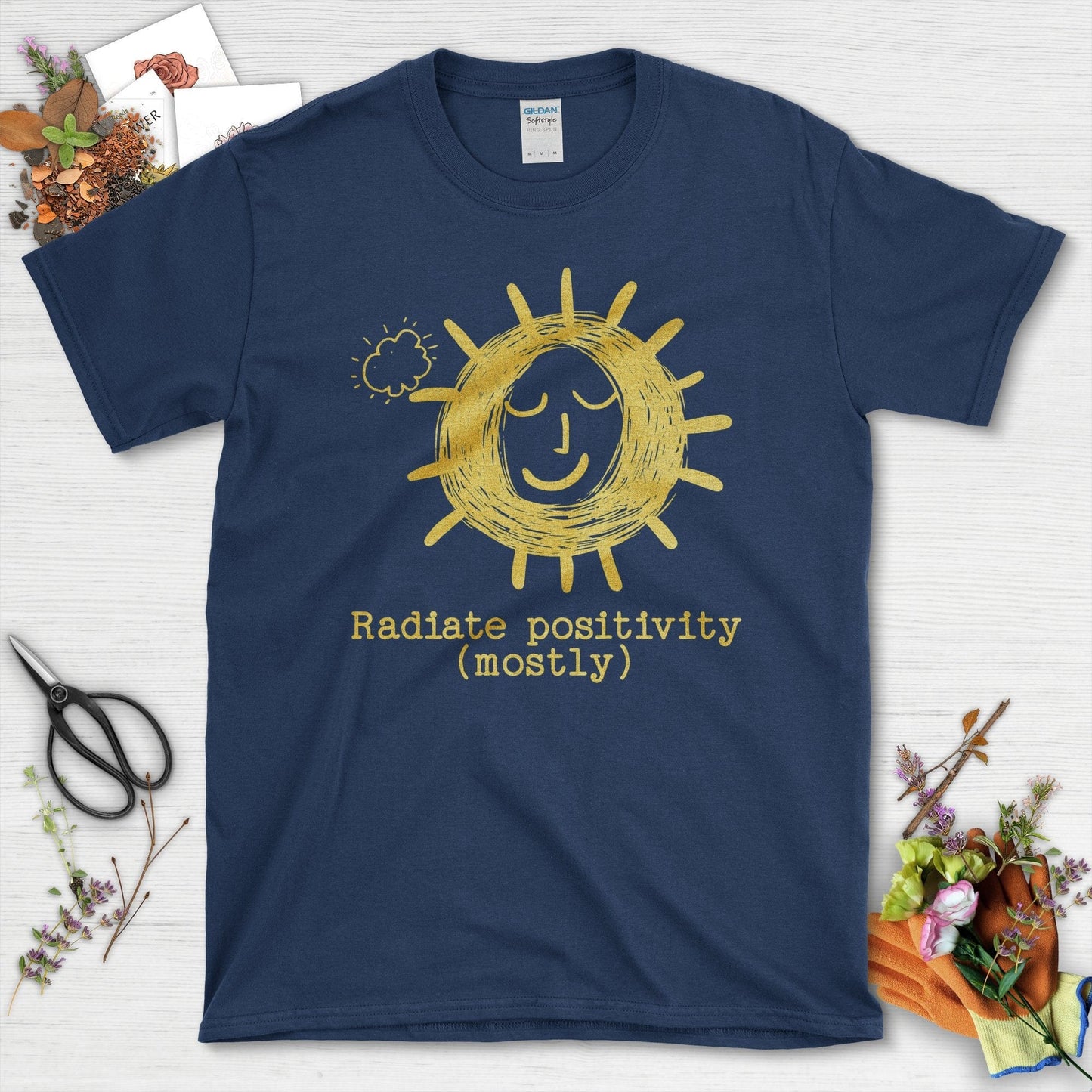 Radiate Positivity Mostly Graphic Illustration T-Shirt Navy / S T-Shirt