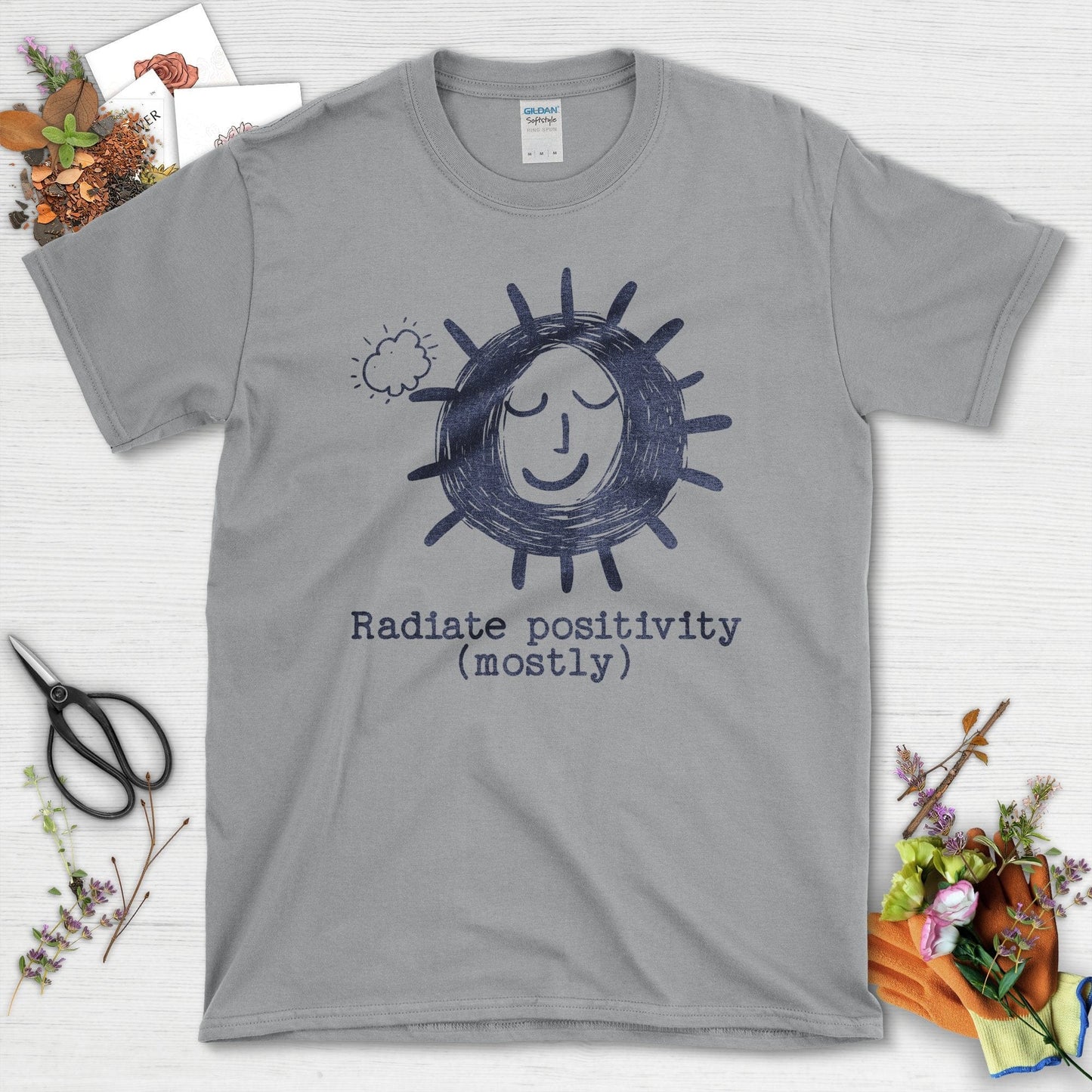 Radiate Positivity Mostly Graphic Illustration T-Shirt Sport Grey / S T-Shirt