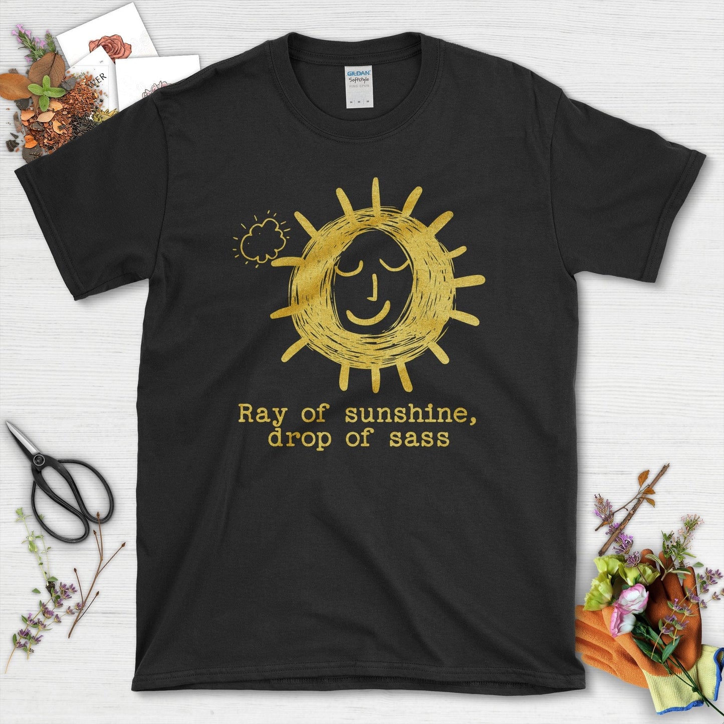 Ray of Sunshine Drop of Sass Graphic T-Shirt Black / S T-Shirt