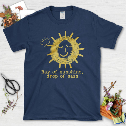 Ray of Sunshine Drop of Sass Graphic T-Shirt Navy / S T-Shirt