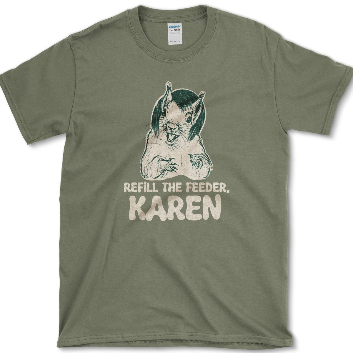Refill Feeder Karen Squirrel T-Shirt Military Green / S Essential Tees