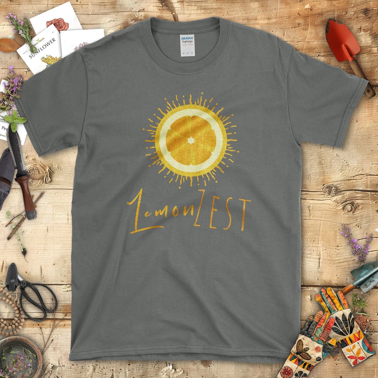 Refreshing Lemon Zest Summer Graphic Print T-Shirt Charcoal / S T-Shirt