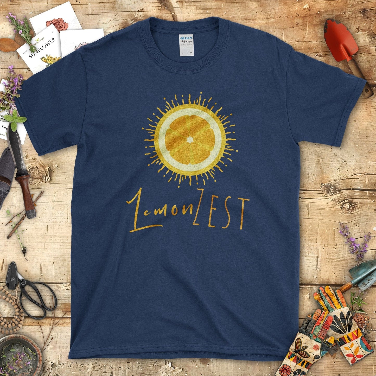 Refreshing Lemon Zest Summer Graphic Print T-Shirt Navy / S T-Shirt