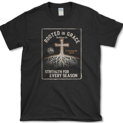 Rooted in Grace T-Shirt Essential Tees / S / Black Physical Item