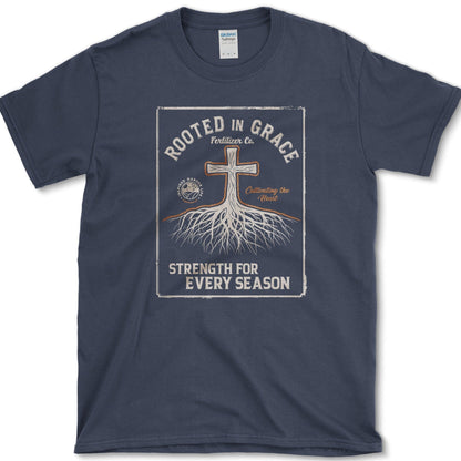Rooted in Grace T-Shirt Essential Tees / S / Navy Physical Item