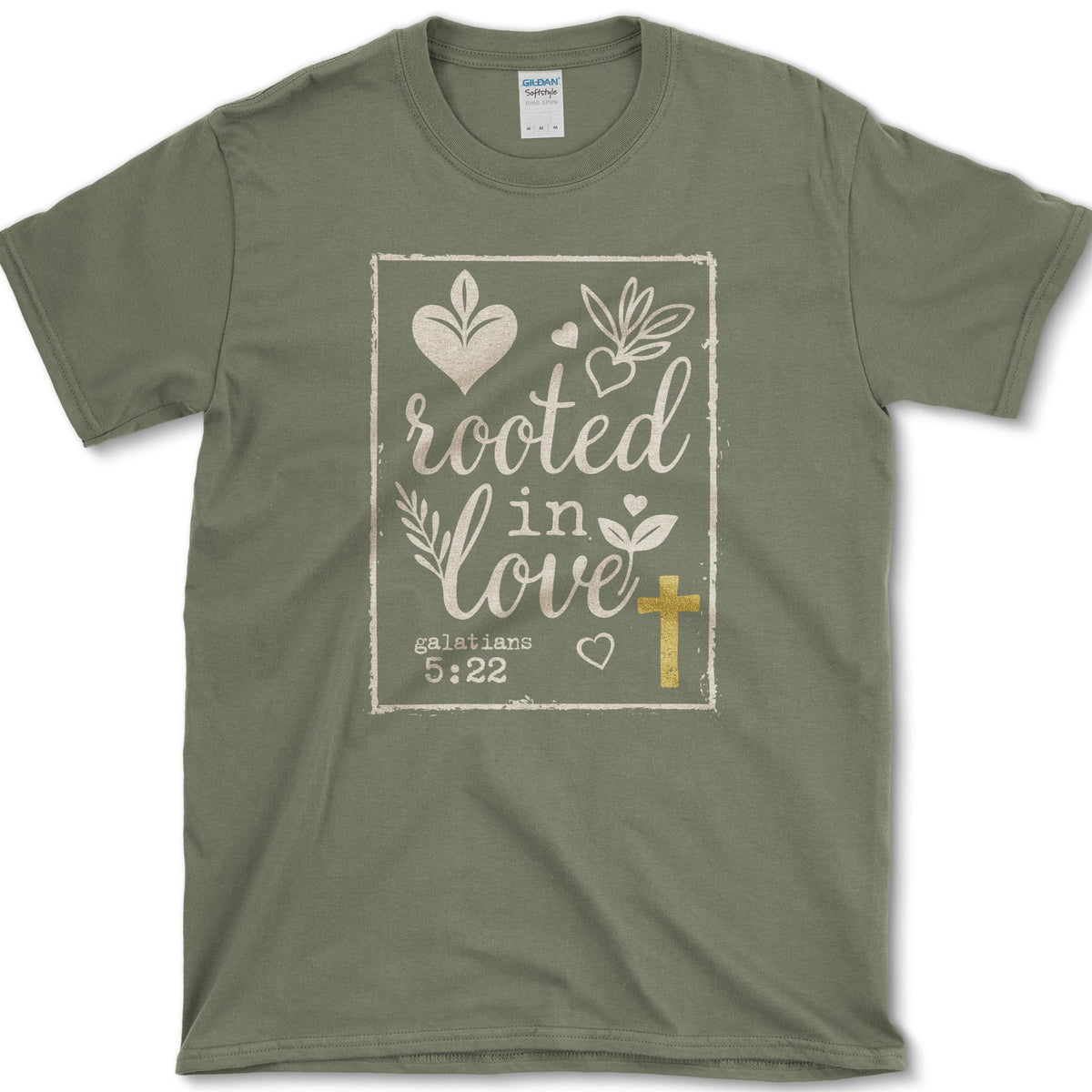 Rooted In Love T-Shirt S / Military Green Essential Tees
