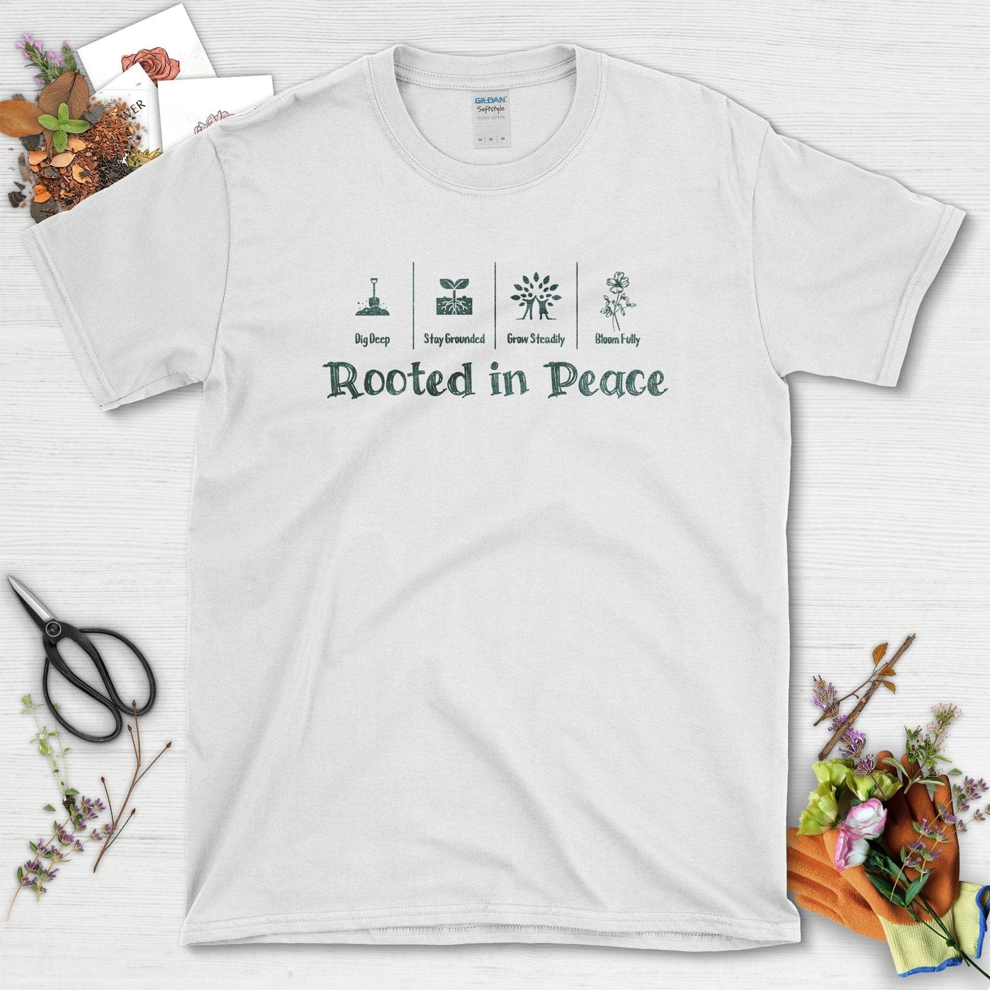 Rooted in Peace Mindfulness T-Shirt White / S T-Shirt