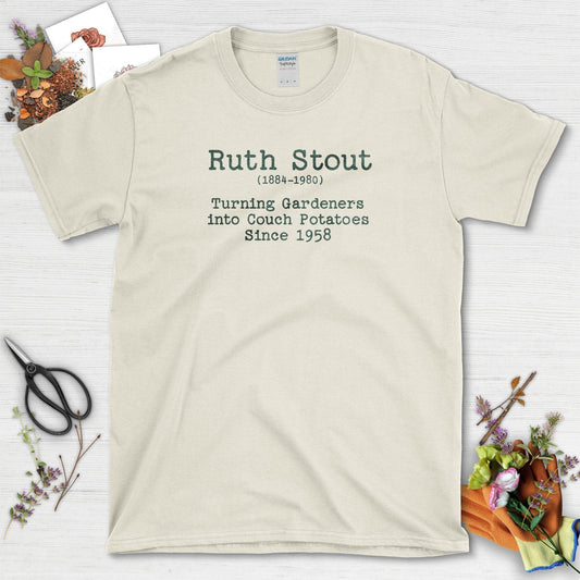 Ruth Stout Gardening T-Shirt Natural / S Physical Item