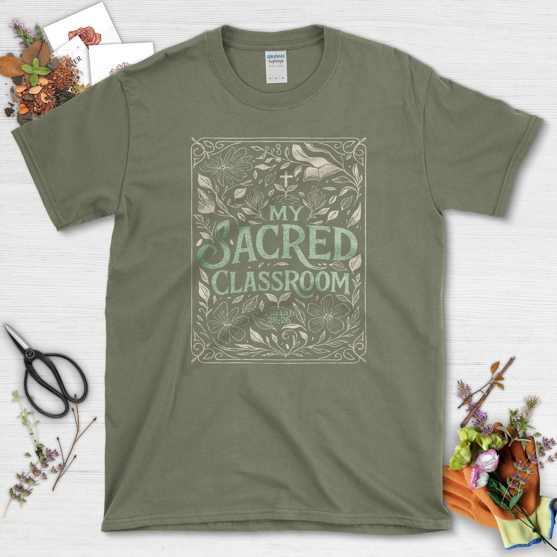 Sacred Classroom T-Shirt Essential Tees / S / Military Green Physical Item