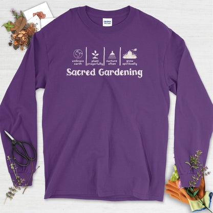 Sacred Gardening Plant Water Grow Long Sleeve Purple / S T-Shirt