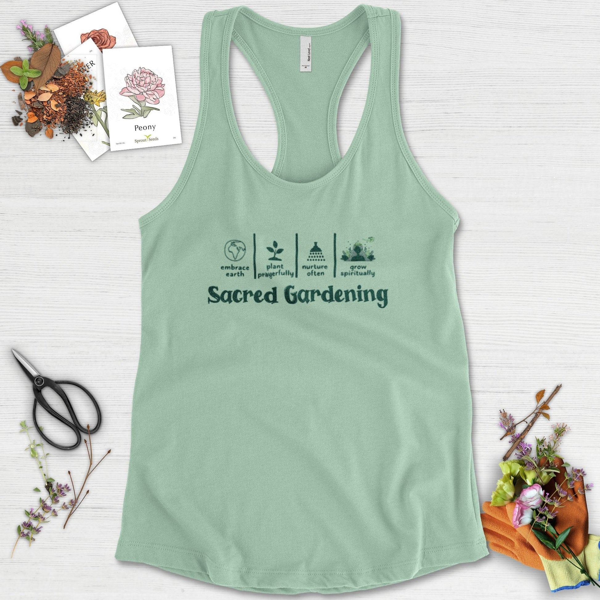 Sacred Gardening Plant Water Grow Racerback Racerback / XS / Mint Physical Item