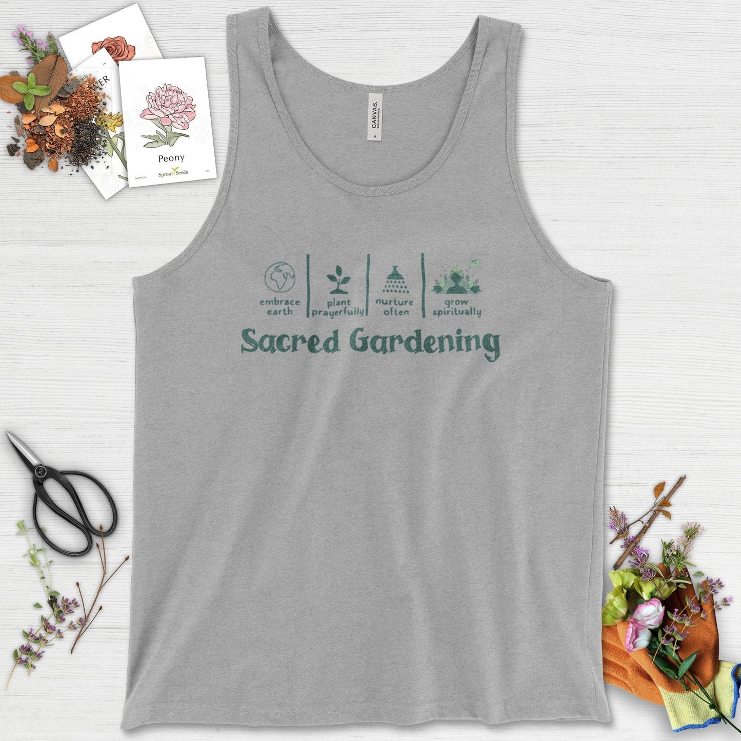 Sacred Gardening Plant Water Grow Tank Top Athletic Heather / XS Physical Item