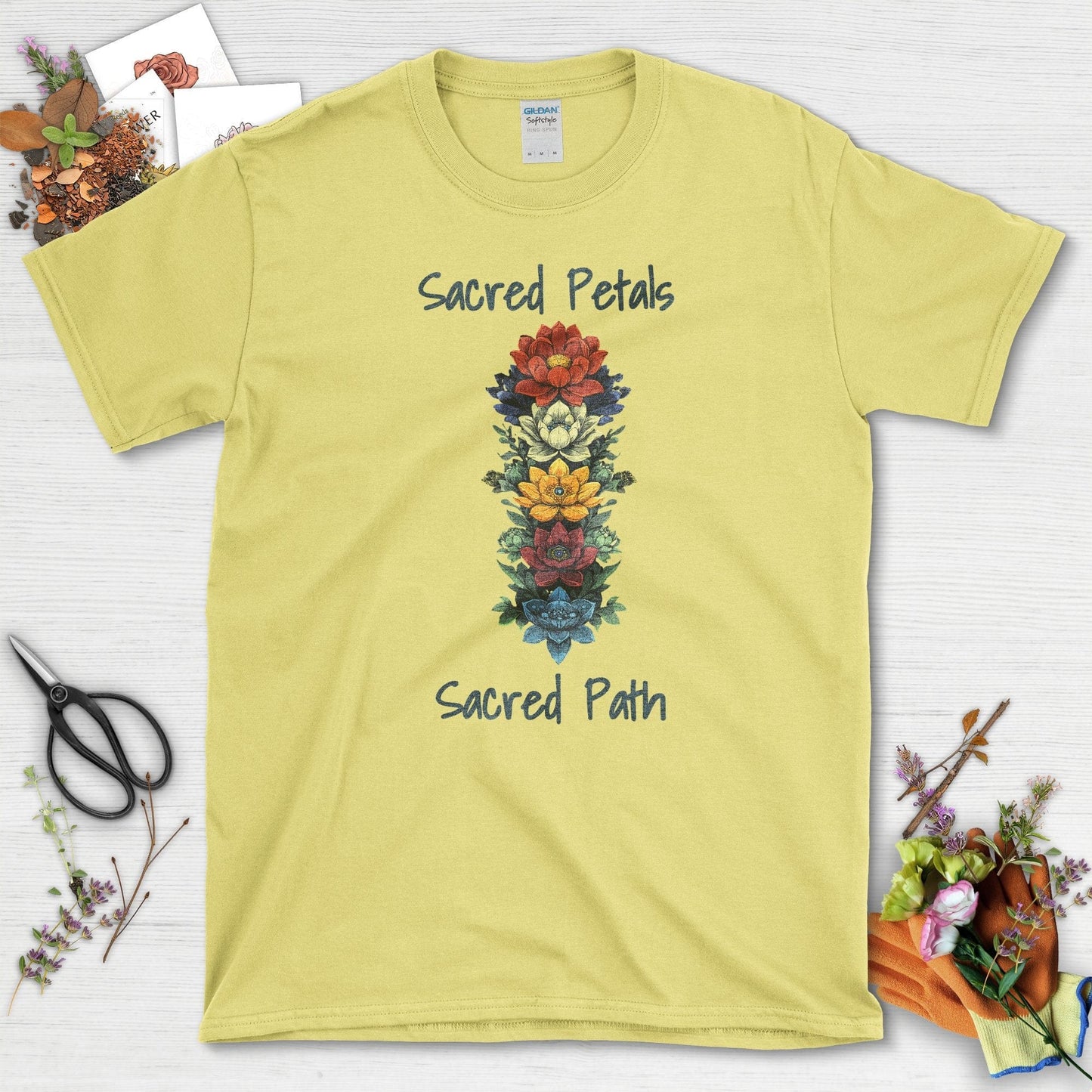 Sacred Petals Sacred Path T-Shirt Cornsilk / S T-Shirt