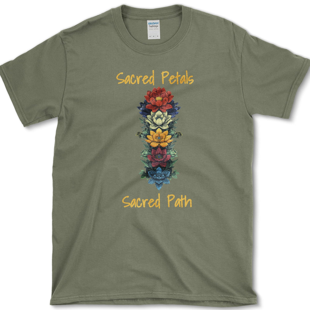 Sacred Petals Sacred Path T-Shirt Military Green / S Essential Tees