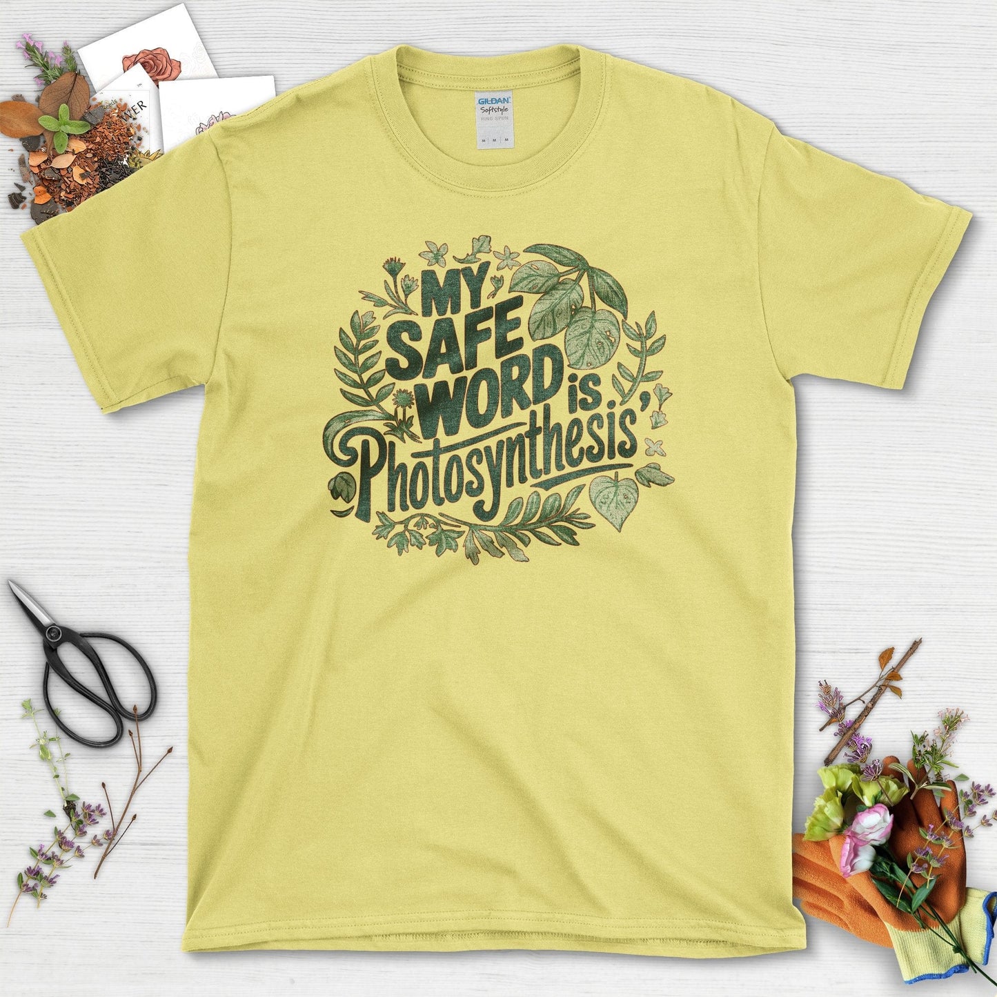 Safe Word is Photosynthesis T-Shirt T-Shirts / S / Cornsilk Physical Item