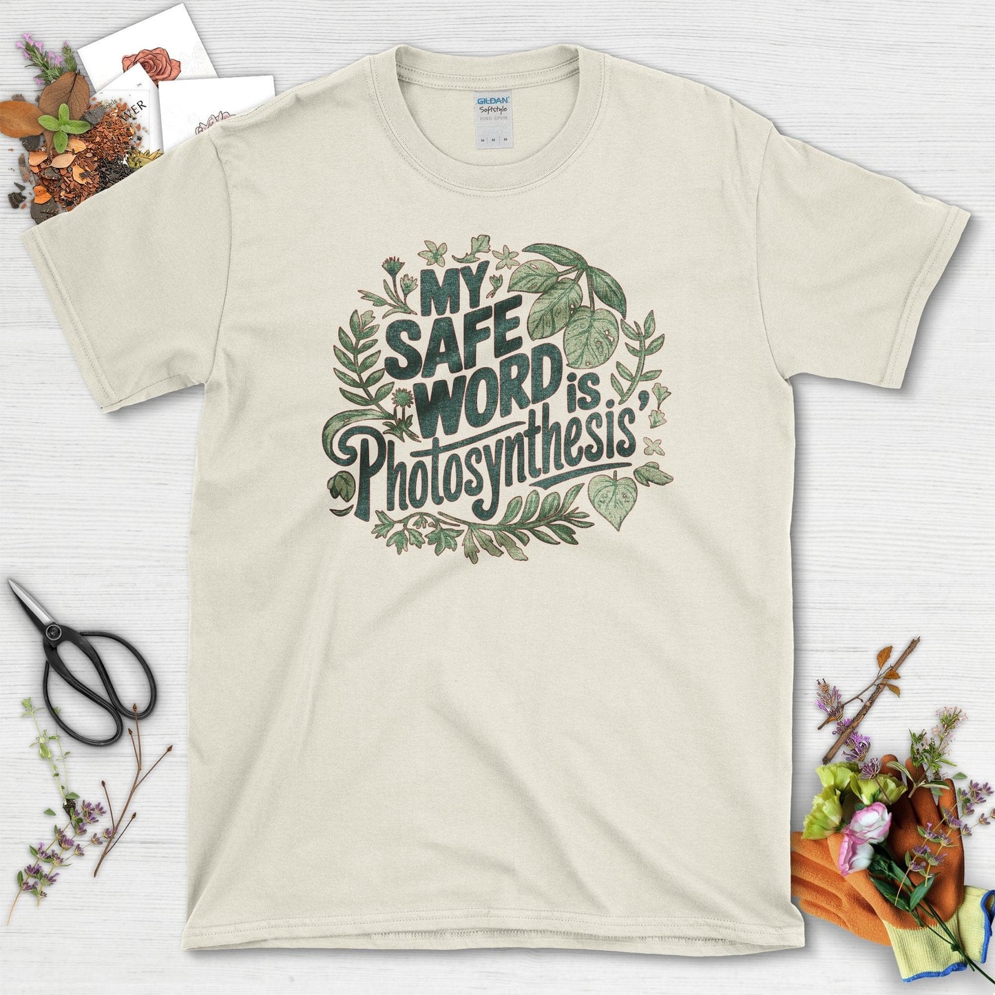 Safe Word is Photosynthesis T-Shirt T-Shirts / S / Natural Physical Item