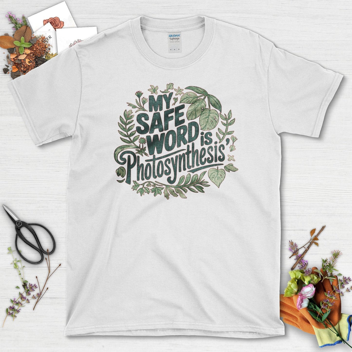 Safe Word is Photosynthesis T-Shirt T-Shirts / S / White Physical Item