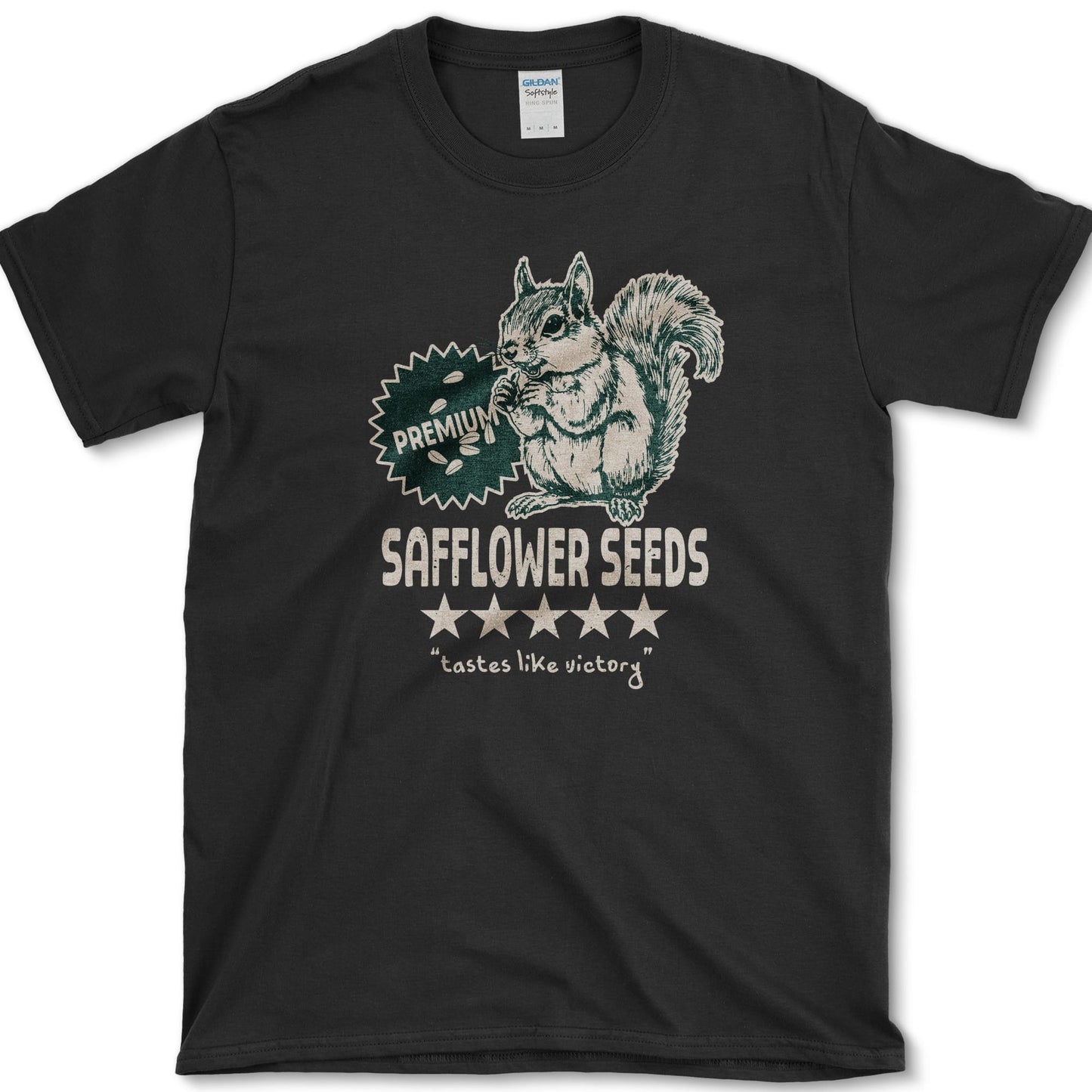 Safflower Seeds Squirrel T-Shirt Black / S Essential Tees