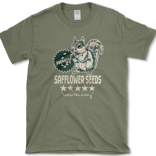Safflower Seeds Squirrel T-Shirt Military Green / S Essential Tees