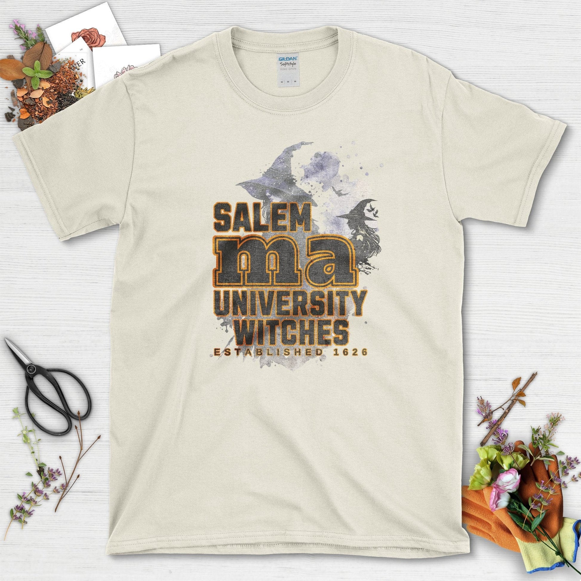 Salem University Witches T-Shirt Natural / S / T-Shirts Physical Item