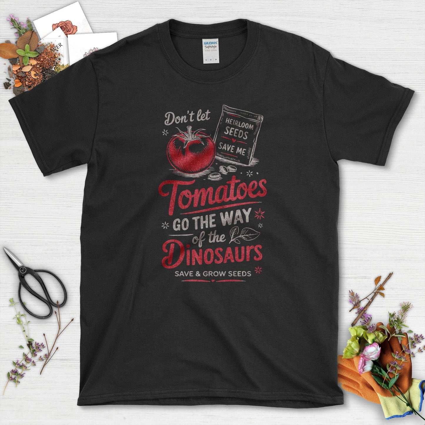 Save Tomatoes Heirloom Seeds T-Shirt Black / S Physical Item