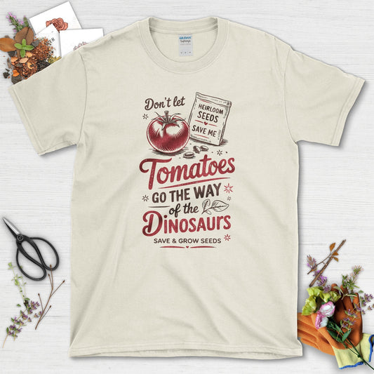 Save Tomatoes Heirloom Seeds T-Shirt Natural / S Physical Item