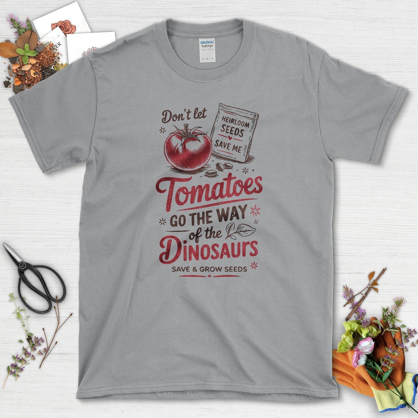 Save Tomatoes Heirloom Seeds T-Shirt Sport Grey / S Physical Item